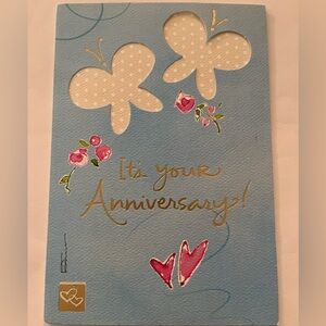 American Greetings Light Blue Anniversary Card with Gold Accents